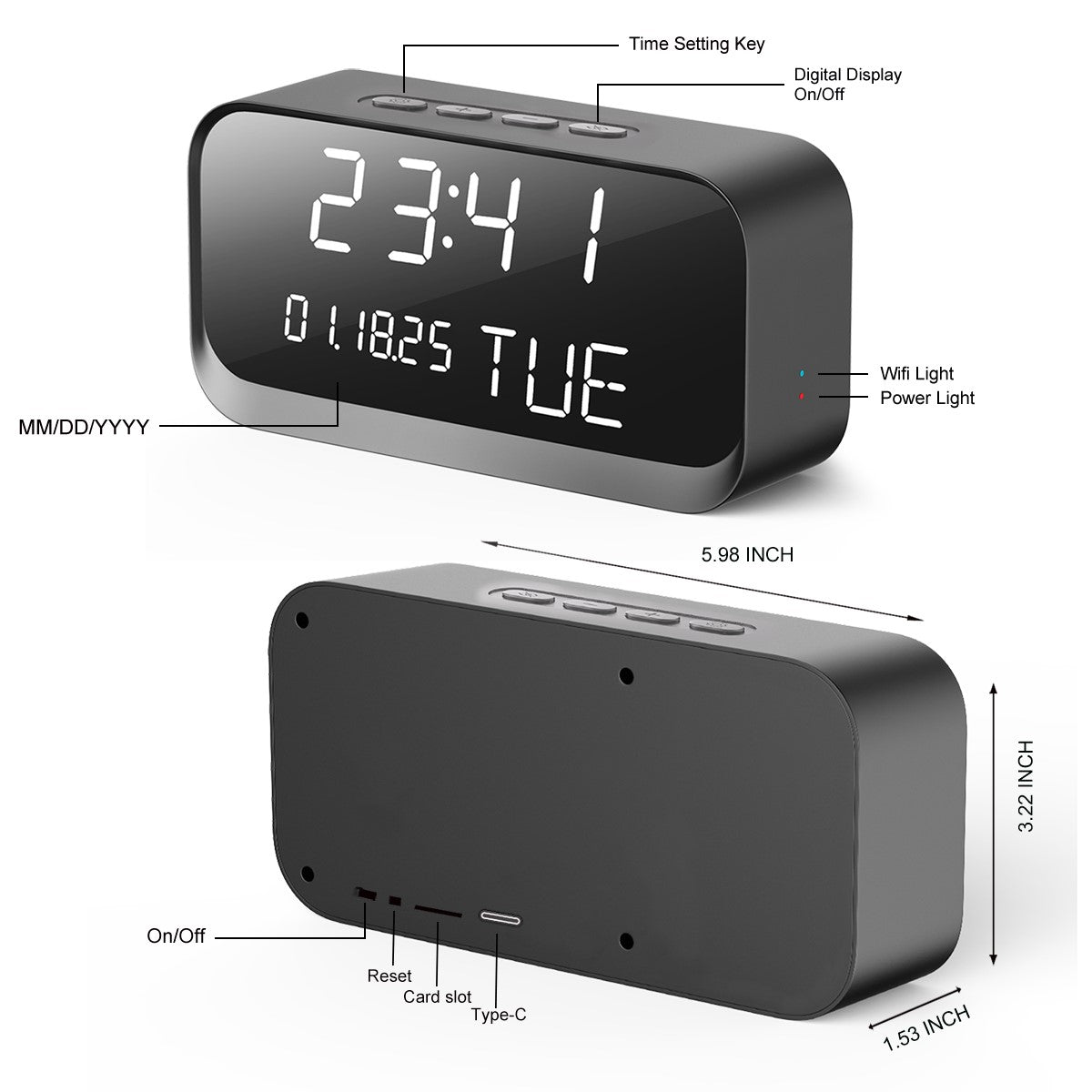 Hidden Camera Clock Spy Camera WiFi Nanny Cam with 1080P HD Video, AI Motion Detection, Clear Night Vision, Dual-Band WiFi, Local & Cloud Storage – Indoor Security Camera for Home & Office