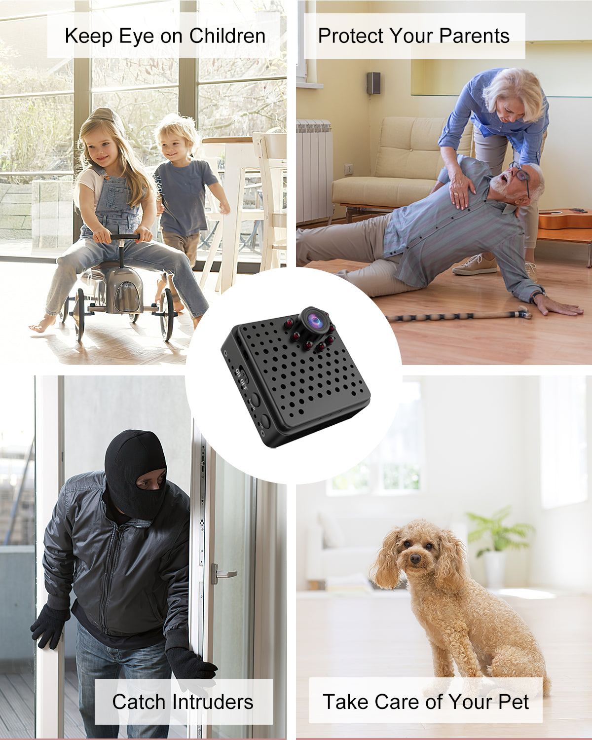 Spy Camera WiFi Hidden Camera with HD Live Feed, Night Vision, PIR Motion Detection, Cloud & Local Storage/64G SD Card, Wide-Angle Monitoring, App Remote Access, Mini Security Camera for Home/Office